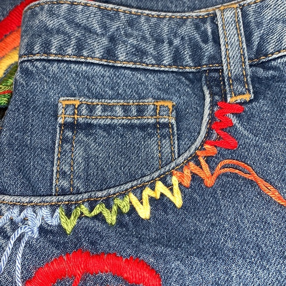 Farm x Anthropologie Colorful Birds Denim Shorts - Picture 7 of 8